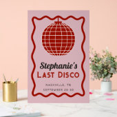Retro Wave Roze en Rood Laatste Disco Bachelorette Acryl Bord (Huwelijk)