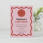 Retro Wave Roze en Rood Laatste Disco Bachelorette Kaart (Staand voorkant)