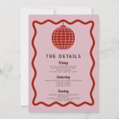 Retro Wave Roze en Rood Laatste Disco Bachelorette Kaart (Achterkant)