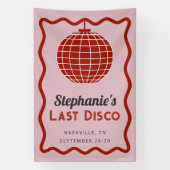 Retro Wave Roze en Rood Laatste Disco Bachelorette Spandoek (Verticaal)