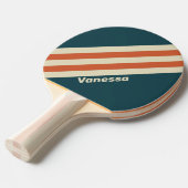 Retro Wave Stripes met naam Tafeltennisbatje (Voorkant Gekanteld)