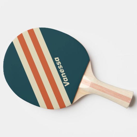 Retro Wave Stripes met naam Tafeltennisbatje (Zijkant)