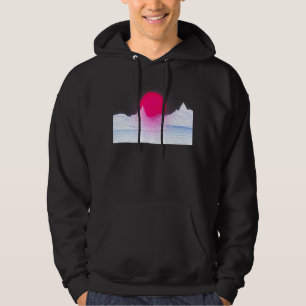 Retro Wave Sunset on White Bg 90s 80s Aesthetic Su Hoodie