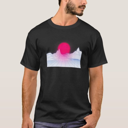 Retro Wave Sunset on White Bg 90s 80s Aesthetic Su T-shirt (Voorkant)