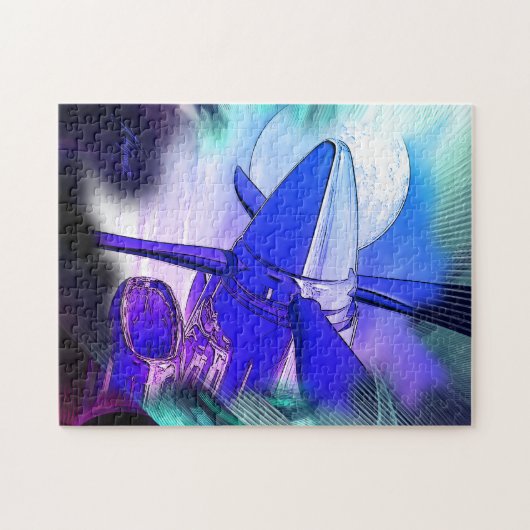 Retro Wave TurboProp Vliegtuig Puzzle Legpuzzel (Horizontaal)