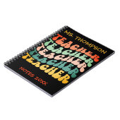 Retro Wave Typografie Teacher Repeteren Notitieboek (Linkerzijde)