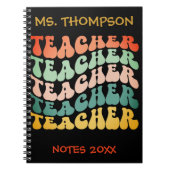 Retro  Wave Typografie Teacher Repeteren Notitieboek (Voorkant)