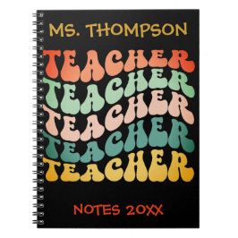 Retro  Wave Typografie Teacher Repeteren Notitieboek