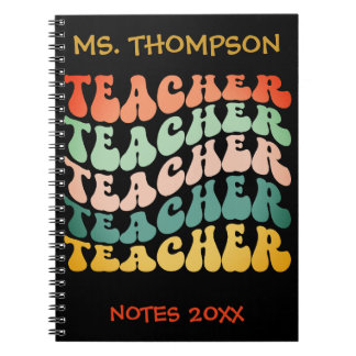 Retro Wave Typografie Teacher Repeteren Notitieboek