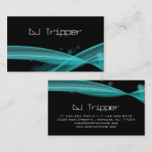 Retro Wave Visitekaartje Black DJ Turquoise Blue (Voorkant / Achterkant)