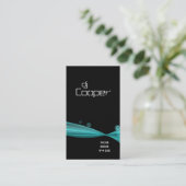 Retro Wave Visitekaartje Black Turquoise blue (Staand voorkant)