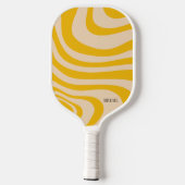 Retro Wave Wit en Geel Modern Monogram Pickleball Paddle (Achterkant)