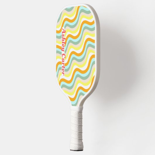 Retro Waves 80s Vertical Name in Red Pickleball Paddle (Links)
