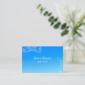Retro Waves -blauwe verloop Business Card Visitekaartje (Staand voorkant)