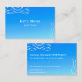 Retro Waves -blauwe verloop Business Card Visitekaartje (Voorkant / Achterkant)