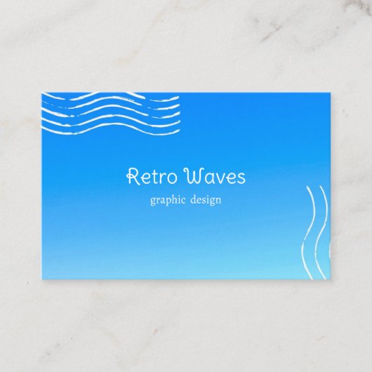 Retro Waves -blauwe verloop Business Card Visitekaartje (Voorkant)