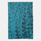 Retro Waves Blauwgroen zwarte keukenhanddoeken (Verticaal)