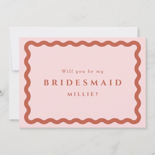 Retro Waves Blush & Terracotta Bridesmaid-voorstel Kaart (Voorkant)