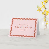 Retro Waves Blush & Terracotta Bridesmaid-voorstel Kaart (Gele Bloem)
