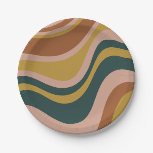 Retro Waves Boho Abstract Patroon Papieren Bordje