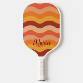 Retro  Waves sinaasappel en geel Gepersonaliseerd Pickleball Paddle