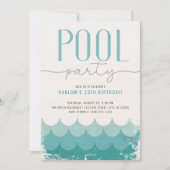 Retro Waves Zwembad Party Verjaardag Kaart (Voorkant)