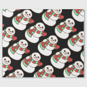 Retro Waving Snowman Wrapping Paper Cadeaupapier (Vlak)