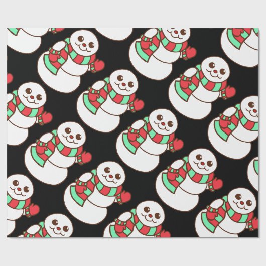 Retro Waving Snowman Wrapping Paper Cadeaupapier (Vlak)