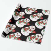 Retro Waving Snowman Wrapping Paper Cadeaupapier (Uitgerold)