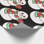 Retro Waving Snowman Wrapping Paper Cadeaupapier (Hoek)