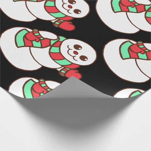 Retro Waving Snowman Wrapping Paper Cadeaupapier (Hoek)