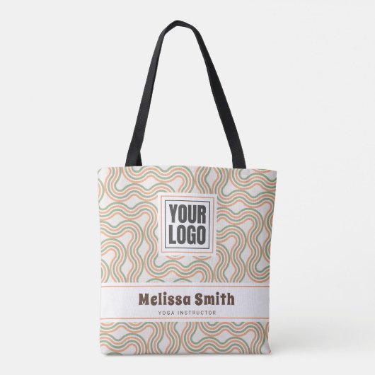 Retro Wavy Abstract Pattern Business Tote Bag (Achterkant)
