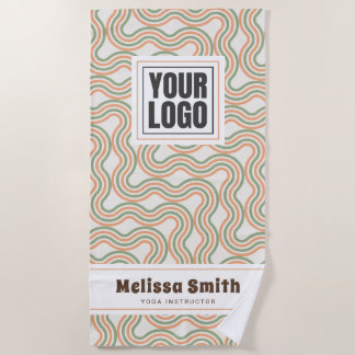 Retro Wavy Abstract Pattern Custom Beach Towel Strandlaken