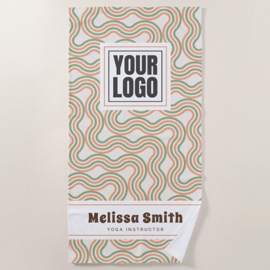 Retro Wavy Abstract Pattern Custom Beach Towel Strandlaken (Voorkant)