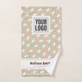 Retro Wavy Abstract Pattern Custom Hand Towel Handdoek