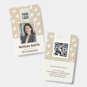 Retro Wavy Abstract Pattern Photo ID Badge (Voor- en achterkant)