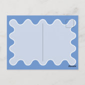 Retro Wavy Blue Curve Baby shower Invitation Briefkaart (Achterkant)