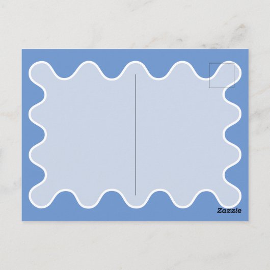 Retro Wavy Blue Curve Baby shower Invitation Briefkaart (Achterkant)