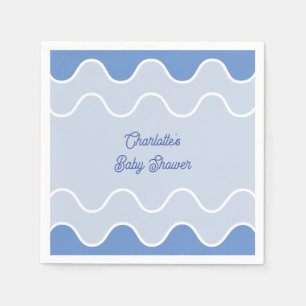 Retro Wavy Blue Curve-Baby shower Servet
