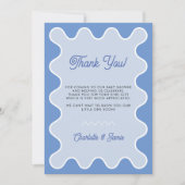 Retro Wavy Blue Curve Border Baby shower Bedankkaart (Voorkant)