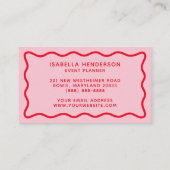 Retro Wavy Border Roze en Red Script Girly Visitekaartje (Achterkant)