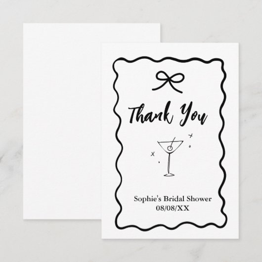 Retro Wavy Bruidsfeest Dank Je Kaart – Martini (Voorkant / Achterkant)