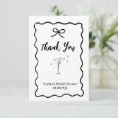 Retro Wavy Bruiloftsfeest Bedankkaart – Martini (Staand voorkant)