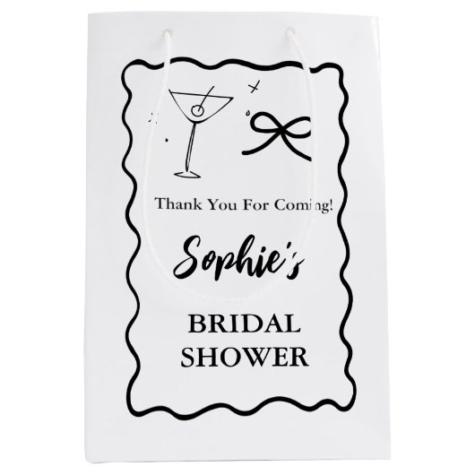 Retro Wavy Bruiloftsshower Cadeautas – Martini Gla (Voorkant)