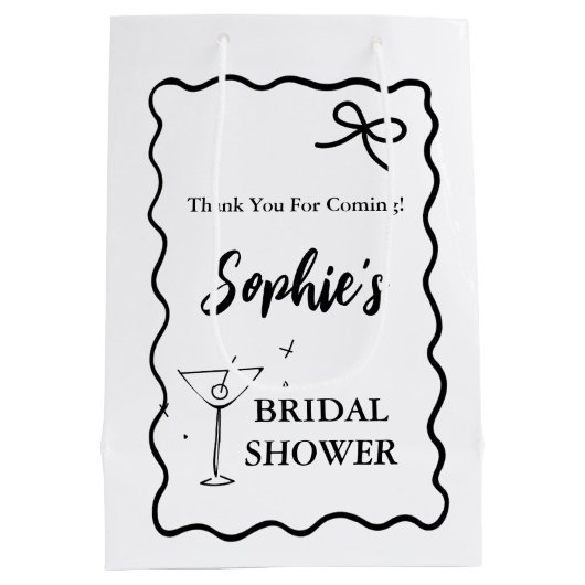 Retro Wavy Bruiloftsshower Cadeautas – Martini Gla (Achterkant)