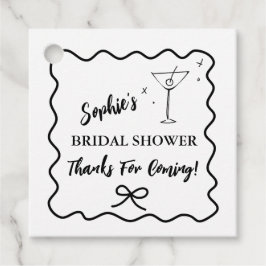 Retro Wavy Bruiloftsshower Favor Tags Martini Glas Bedankjes Labels