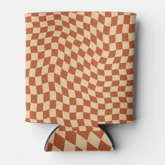 Retro Wavy Checkerboard Patroon Blikjeskoeler (Voorkant)