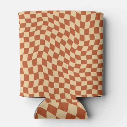  Retro Wavy Checkerboard Patroon Blikjeskoeler (Achterkant)