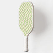 Retro Wavy Checkered Pattern Green Pickleball Paddle (Links)