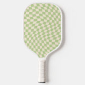 Retro Wavy Checkered Pattern Green Pickleball Paddle (Achterkant)